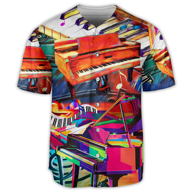 Piano Music Colorful Lover Art Style - Baseball Jersey - Owls Matrix LTD