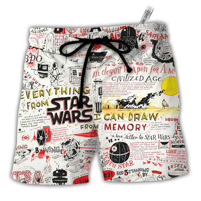 Star Wars All Funny Quotes Comic Style - Beach Short