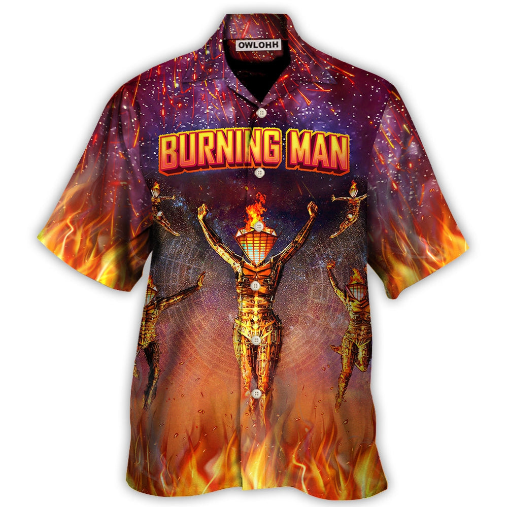 Music Event Burning Man Built To Burn Burning Man - Hawaiian Shirt - Owls Matrix LTD