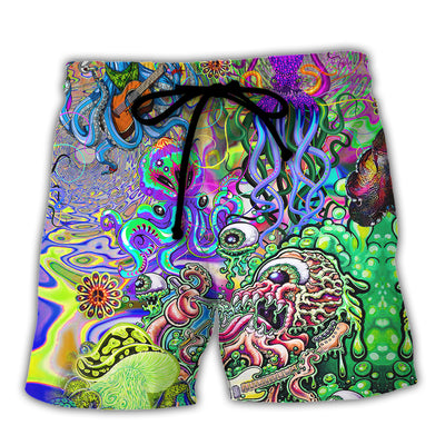 Hippie Funny Octopus Love Music Colorful Ocean - Beach Short - Owls Matrix LTD