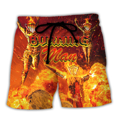 Music Event Burning Man Burn It All Up With The Festival - Beach Short - Owls Matrix LTD