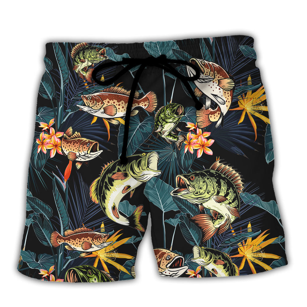 Fishing Born To Fish Forced To Work Tropical Vibe - Beach Short