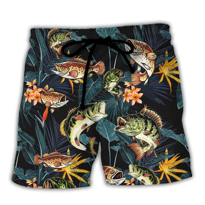 Fishing Born To Fish Forced To Work Tropical Vibe - Beach Short