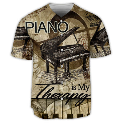 Piano Music Is My Therapy Lover Art Style - Baseball Jersey - Owls Matrix LTD