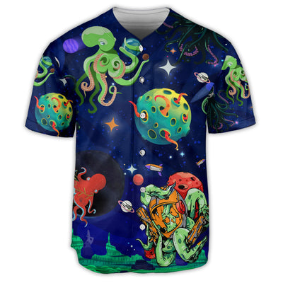 Octopus Astronaut Love Galaxy Art - Baseball Jersey - Owls Matrix LTD