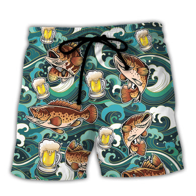 Fishing Beer Fishing Solves Most Of My Problems Beer Solves The Rest - Beach Short