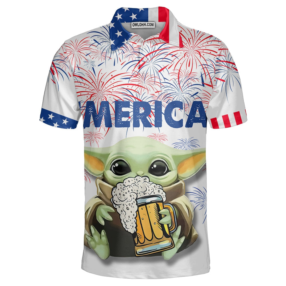 SW Baby Yoda With Beer - Polo Shirt