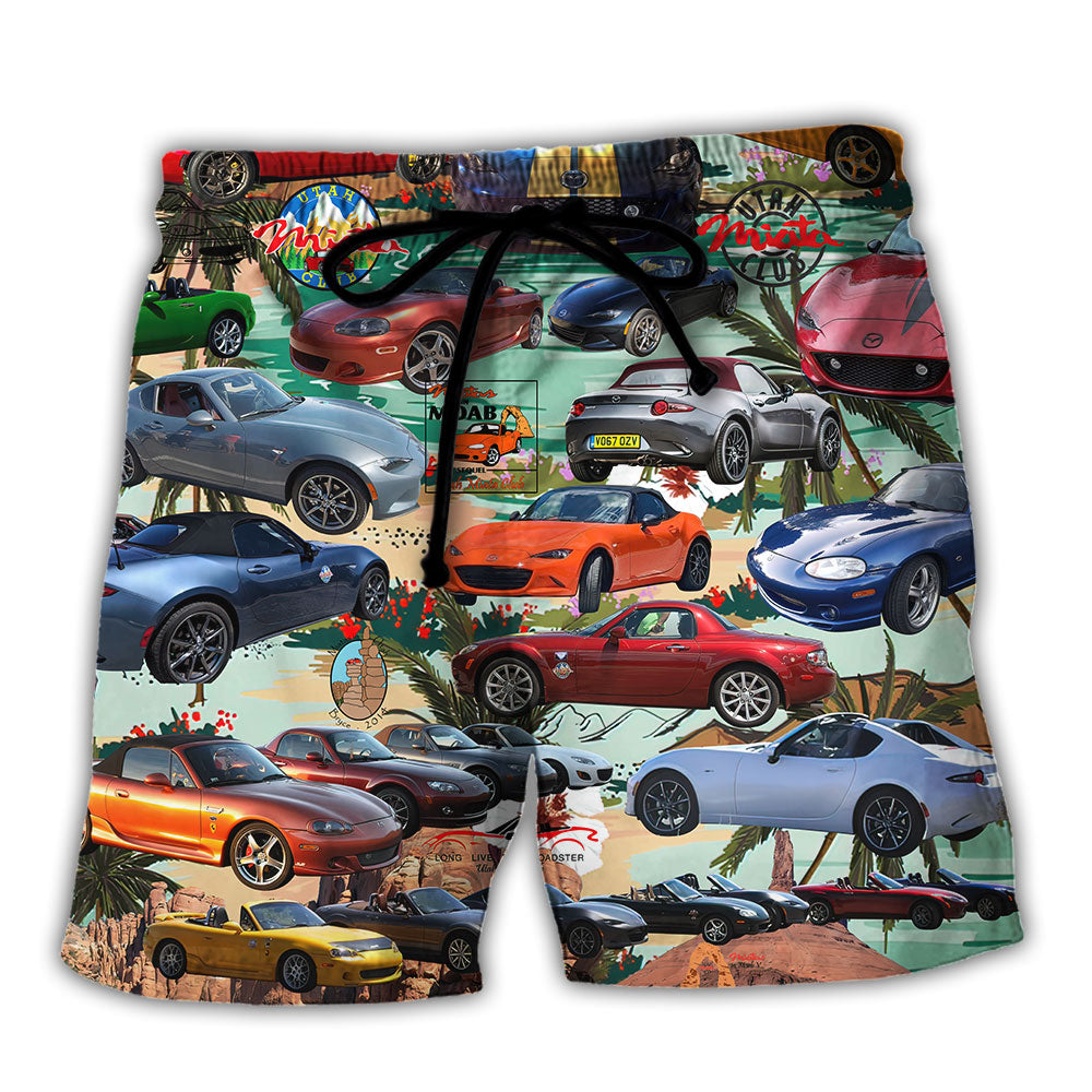 Car Summer Tropical Island Lover - Beach Short - Owls Matrix LTD