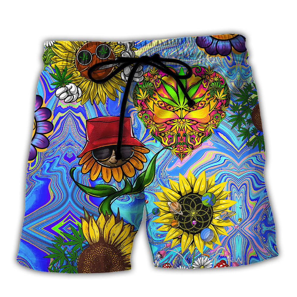 Hippie Sunflowers Stay Trippy Little Hippie - Beach Short - Owls Matrix LTD
