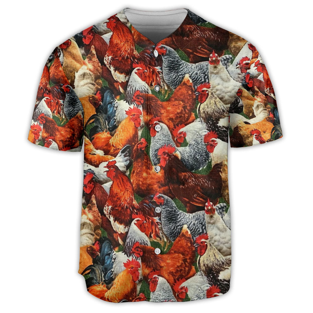 Chicken Farm Style Coloful Art - Baseball Jersey - Owls Matrix LTD