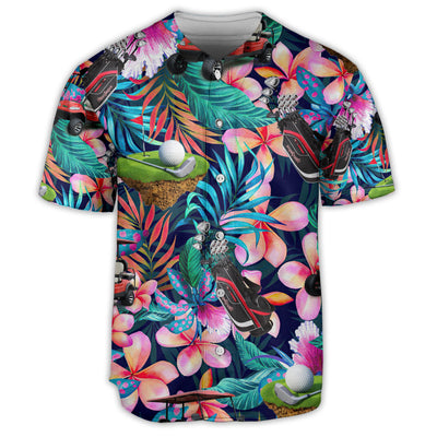Golf Flower Tropical Vibe Art Style - Baseball Jersey - Owls Matrix LTD