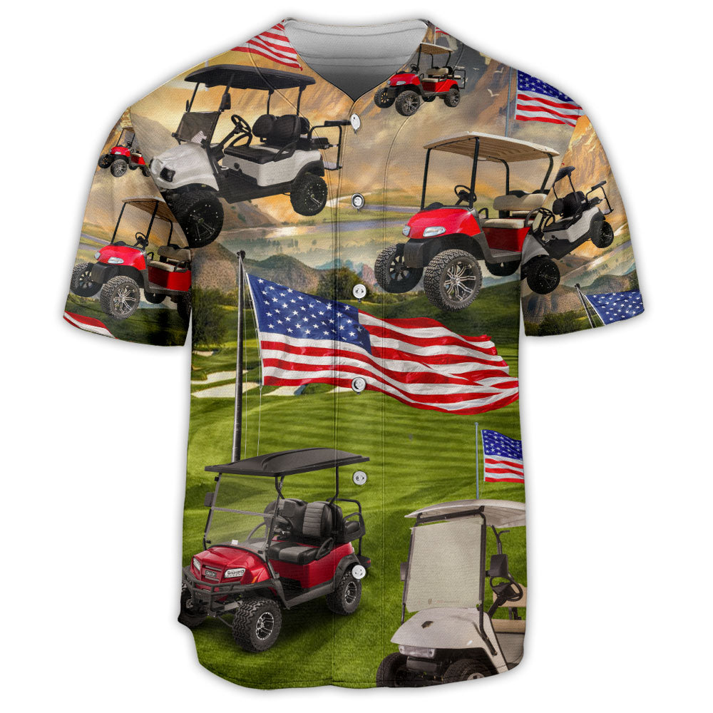 Golf With US Flag Art Style - Baseball Jersey - Owls Matrix LTD