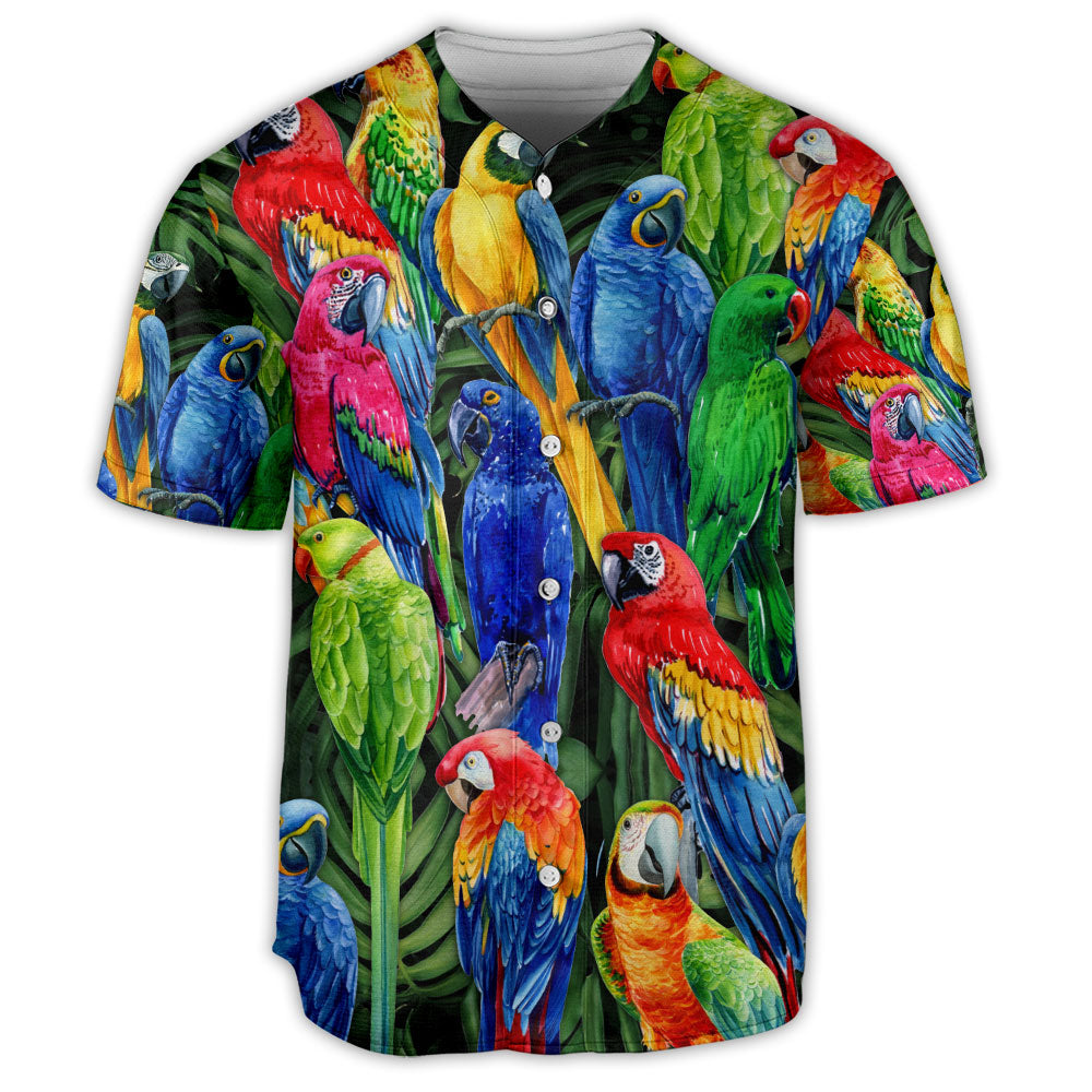 Parrot Family Colorful Tropical Vibe - Baseball Jersey - Owls Matrix LTD