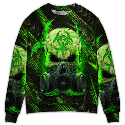 Skull Mask Green Lighting - Sweater - Ugly Christmas Sweater - Owls Matrix LTD