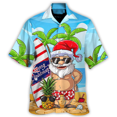 Christmas In July Santa Let's Surf Summer Vibe - Hawaiian Shirt