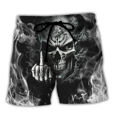 Skull Warning I'm An AXX If You Don't Want Your Feelings Hurt Back Off - Beach Short