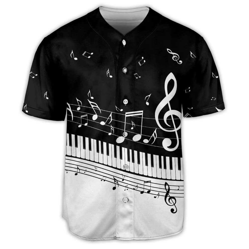 Piano Music Black And White Art Style - Baseball Jersey - Owls Matrix LTD