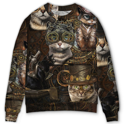 Sweater / S Cat Streampunk Vitage Life - Sweater - Ugly Christmas Sweaters - Owls Matrix LTD