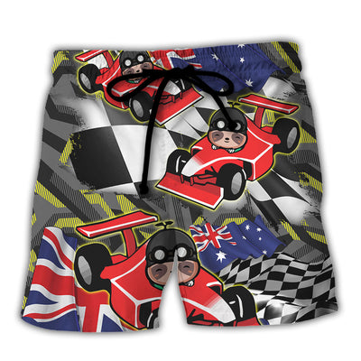 Sloth Racing Formula One Car Racing Art Australian Vibe - Beach Short - Owls Matrix LTD