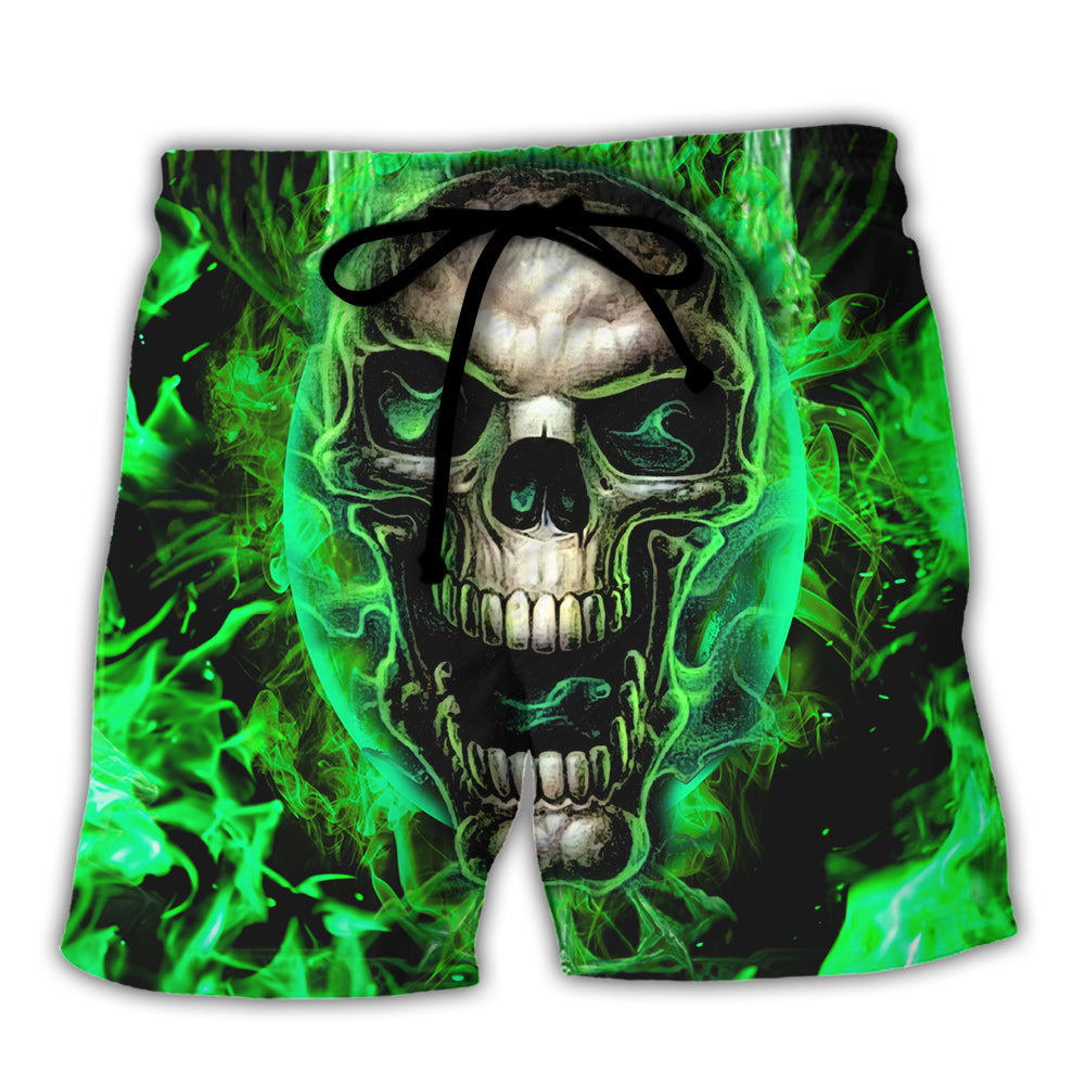 Skull When I Was Born The Devil Said Oh...Sh!t! Competition Green Style - Beach Short
