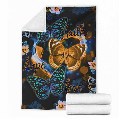 Sclerosis Awareness Faith Hope Love - Flannel Blanket - Owls Matrix LTD