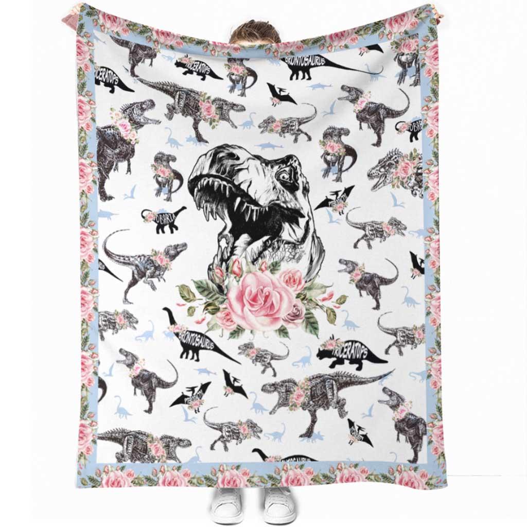 50" x 60" Dinosaur Floral So Lovely So Cool - Flannel Blanket - Owls Matrix LTD