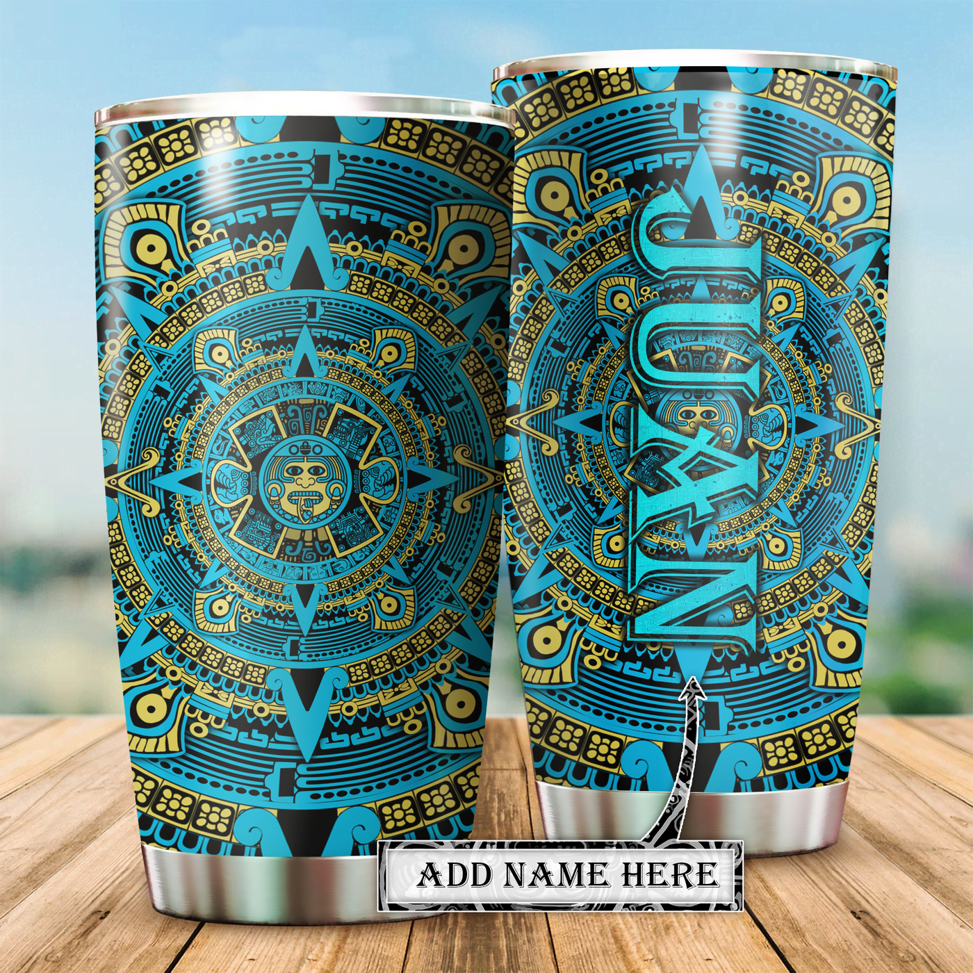 Aztec Mexico With Green Style Personalized - Tumbler - Owls Matrix LTD