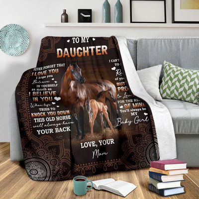 Horse To My Daughter Horse Brown Style - Flannel Blanket - Owls Matrix LTD