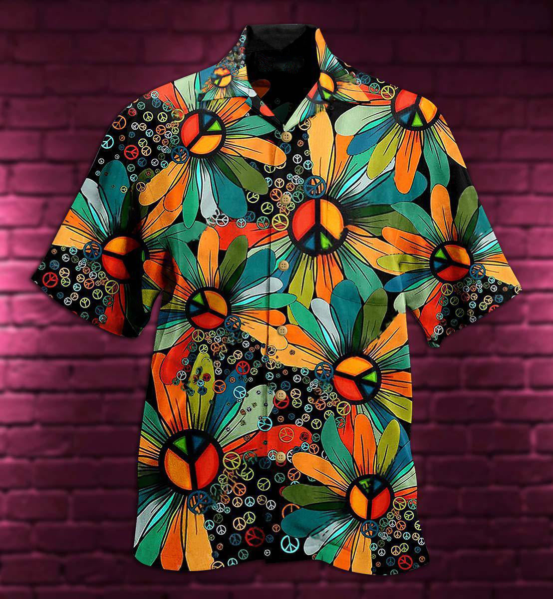 Hippie Peace Floral Style - Hawaiian Shirt - Owls Matrix LTD
