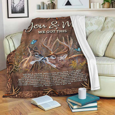 Hunting Deer You And Me Hunting - Flannel Blanket - Owls Matrix LTD