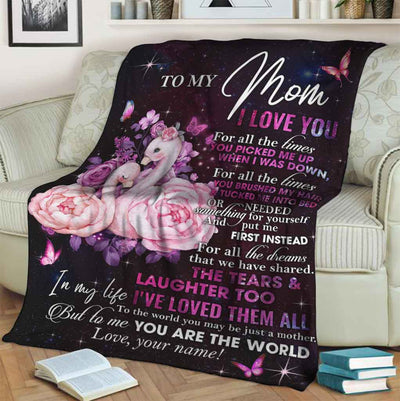 Flamingo To My Mom I Love You The World Personalized - Flannel Blanket - Owls Matrix LTD