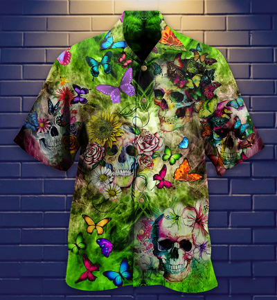 Skull Love Butterfly - Hawaiian Shirt - Owls Matrix LTD