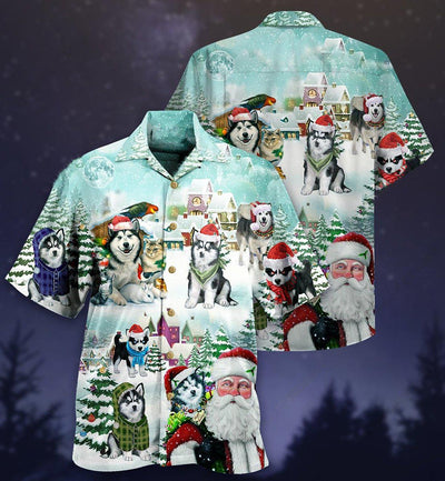 Christmas Husky Merry Christmas Lovely Style - Hawaiian Shirt - Owls Matrix LTD