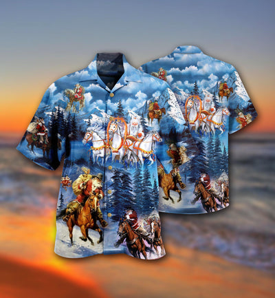 Horse And Santa Love Christmas - Hawaiian Shirt - Owls Matrix LTD
