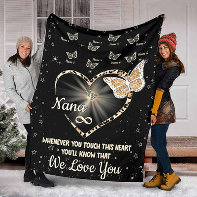 Butterfly Whenever You Touch This Heart Personalized - Flannel Blanket - Owls Matrix LTD