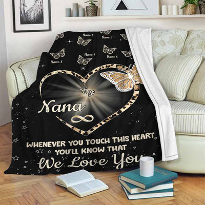 Butterfly Whenever You Touch This Heart Personalized - Flannel Blanket - Owls Matrix LTD