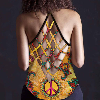 Hippie Colorful Soul - Cross Open Back Tank Top - Owls Matrix LTD