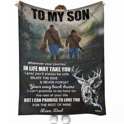 50" x 60" Hunting To My Son In Life - Flannel Blanket - Owls Matrix LTD