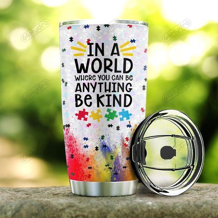 Autism Awareness In A World I Love Stainless Steel Personalized - Tumbler - Owls Matrix LTD