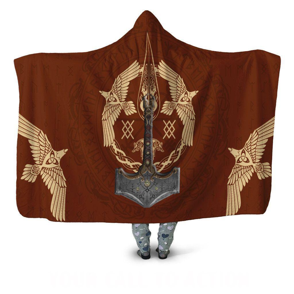 MICROFLEECE / S (50X60 Inch) Viking Warrior Red Amazing Style - Hoodie Blanket - Owls Matrix LTD