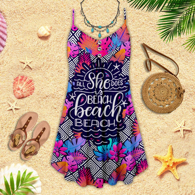 Beach All She Does Is Beach - Summer Dress - Owls Matrix LTD