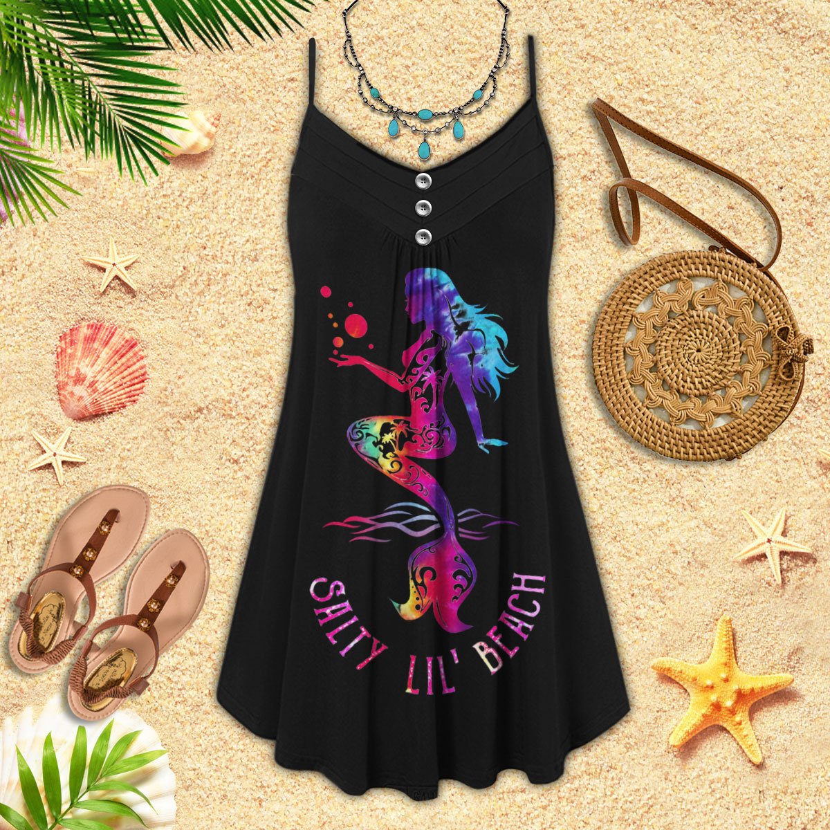 Mermaid Salty Lil' Beach - Summer Dress - Owls Matrix LTD
