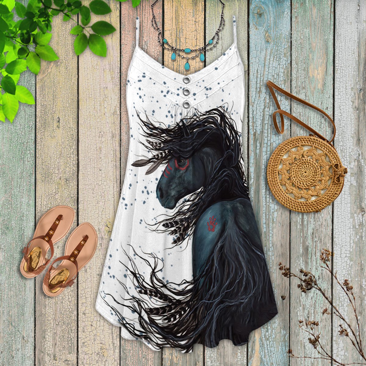 Black Stallion Horse Amazing - Summer Dress - Owls Matrix LTD