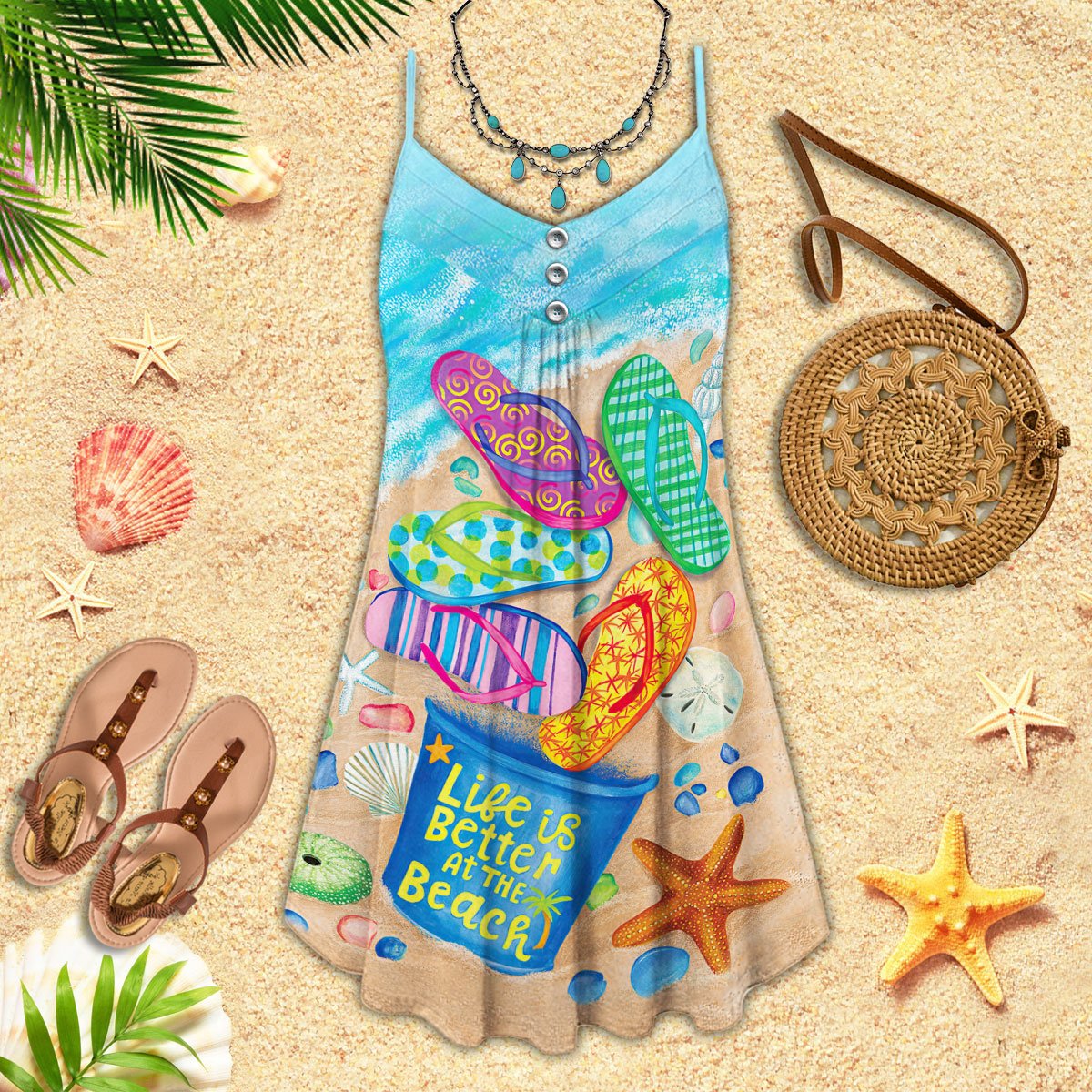 Beach Life Is Best With FlipFlops - Summer Dress - Owls Matrix LTD