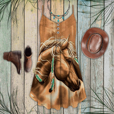 Native Horse Leather Color - Summer Dress - Owls Matrix LTD