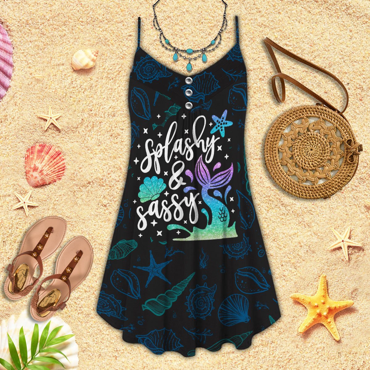 Mermaid Splashy And Sassy - Summer Dress - Owls Matrix LTD