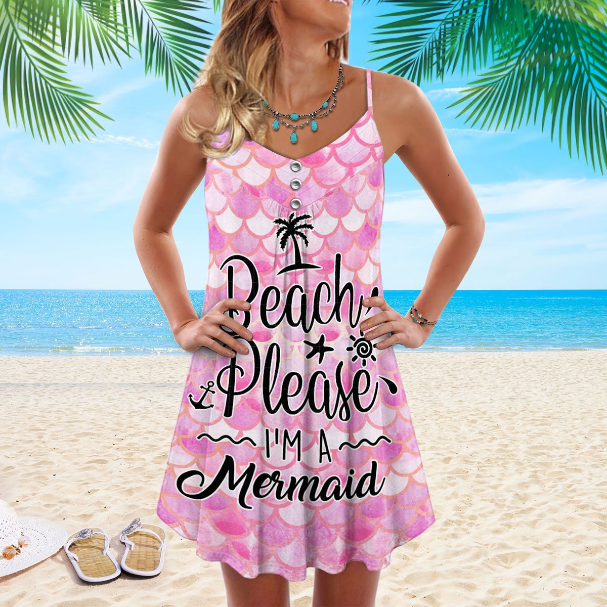 Mermaid Beach Please I'm A Mermaid - Summer Dress - Owls Matrix LTD