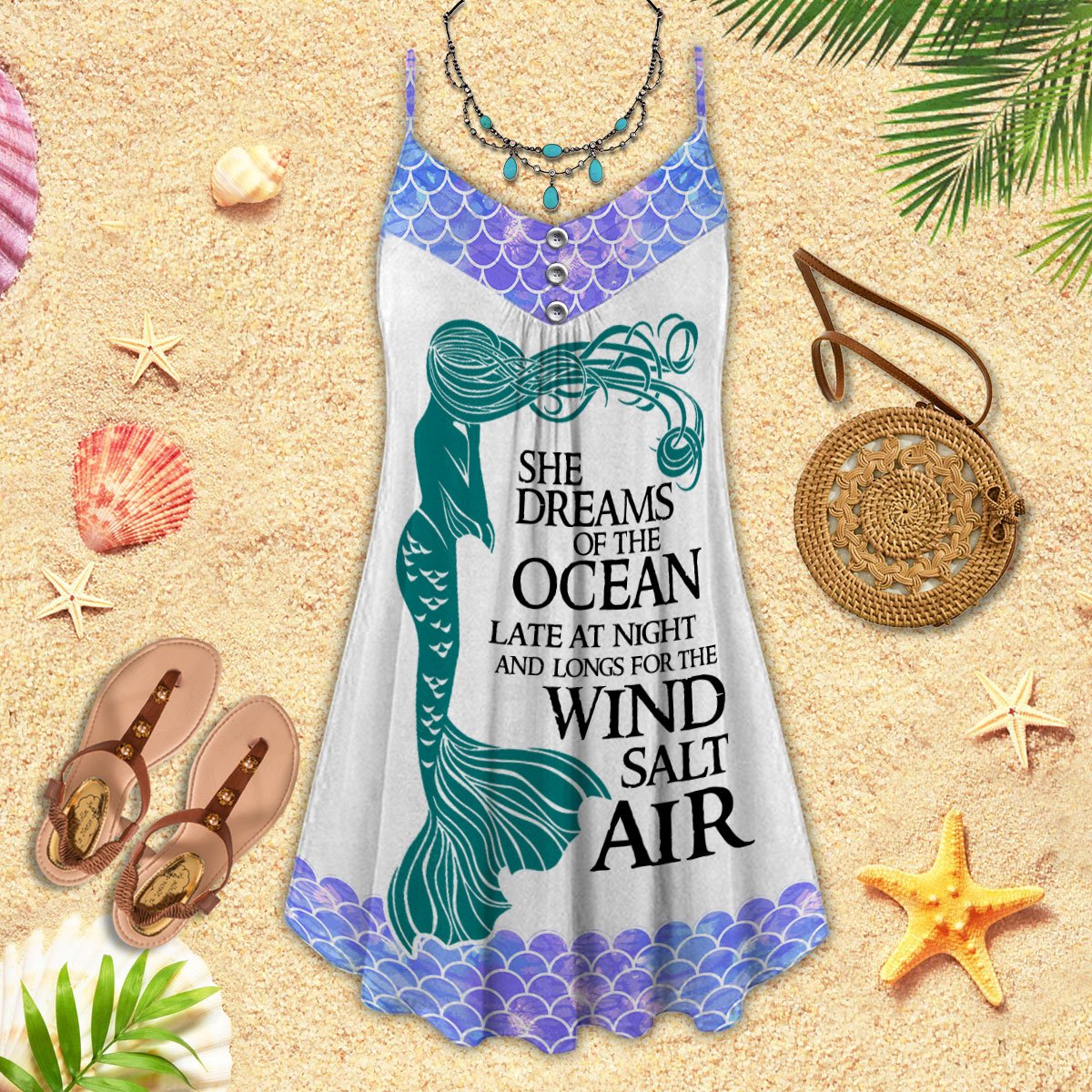Mermaid Dream Wind Salt Air - Summer Dress - Owls Matrix LTD