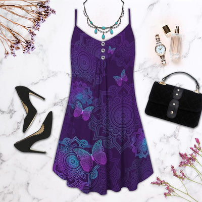 Purple Butterfly Mandala - Summer Dress - Owls Matrix LTD