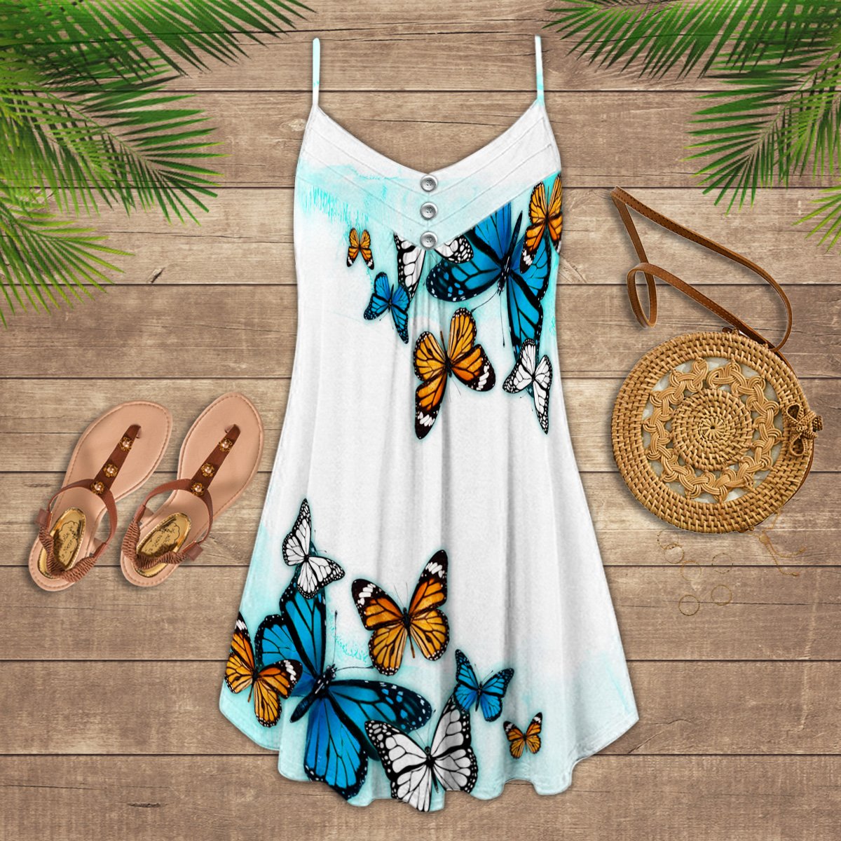 Many Butterfly Play Together - Summer Dress - Owls Matrix LTD